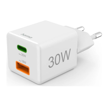 Ładowarka i akumulator HAMA Ładowarka sieciowa Mini 30W 1xUSB-C, 1xUSB-A 4047443516527